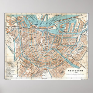 Vintagekarta av Amsterdam (1905) Poster