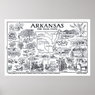 Vintagekarta av Arkansas (1912) Poster