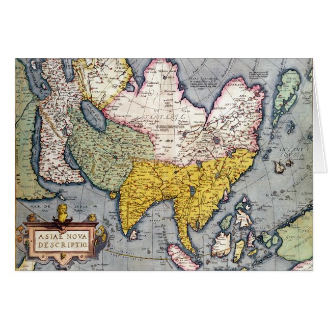 Vintagekarta av Asien | 1580 Hälsningskort (Framsidan Horizontal)