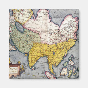 Vintagekarta av Asien 1580 Magnet