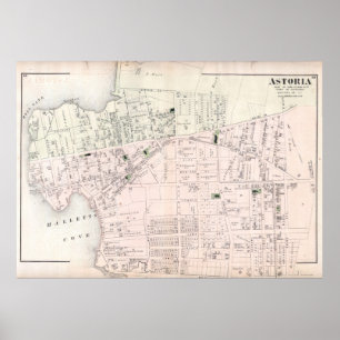 Vintagekarta av Astoria NY (1873) Poster
