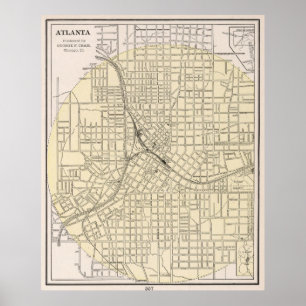 Vintagekarta av Atlanta Georgia (1901) Poster