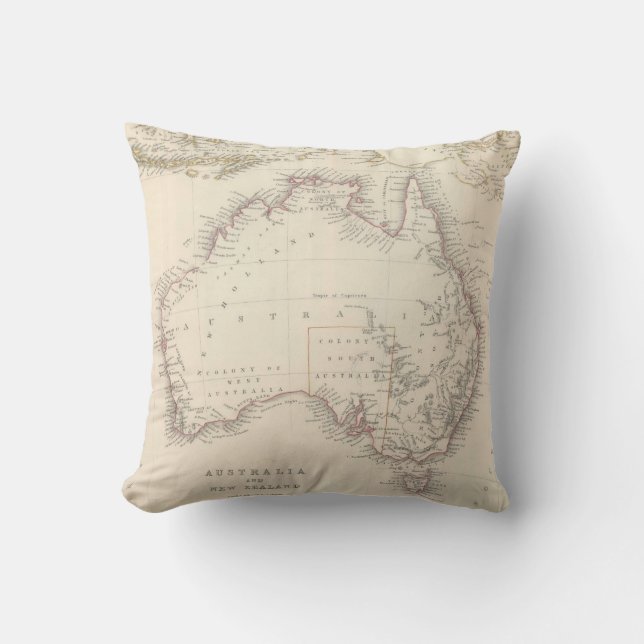 Vintagekarta av Australien (1848) Kudde (Framsida)