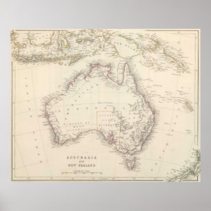 Vintagekarta av Australien (1848) Poster