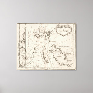Vintagekarta av Bahamas (1764) Canvastryck