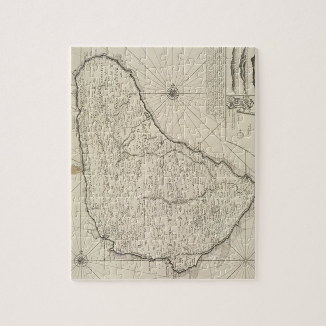 Vintagekarta av Barbados (1725) Pussel (Vertikal)