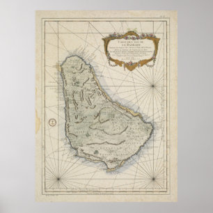 Vintagekarta av Barbados (1758) Poster