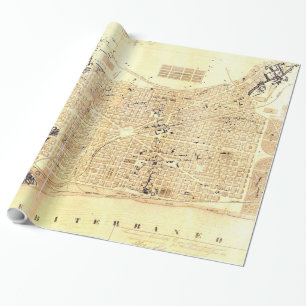 Vintagekarta av Barcelona Spanien (1859) Presentpapper