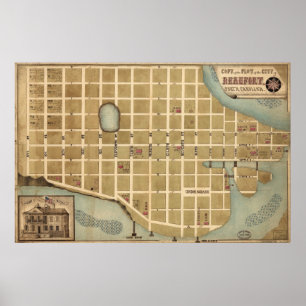 Vintagekarta av Beaufort SC (1860s) Poster