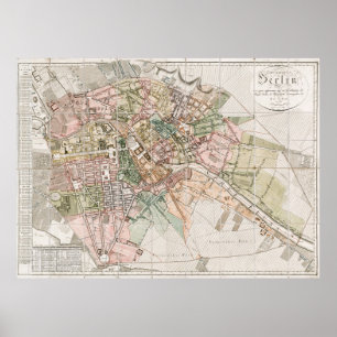 Vintagekarta av Berlin (1811) Poster