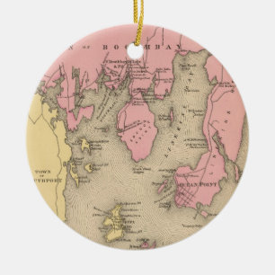 Vintagekarta av Boothbay Maine (1894) Julgransprydnad Keramik
