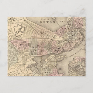 Vintagekarta av Boston (1880) Vykort