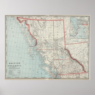 Vintagekarta av British Columbia (1901) Poster