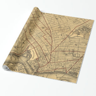 Vintagekarta av Brooklyn New York (1874) Presentpapper