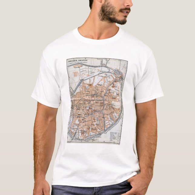 Vintagekarta av Bruges (1905) T Shirt (Framsida)
