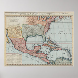 Vintagekarta av bukten av Mexico (1732) Poster