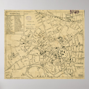 Vintagekarta av Cambridge Massachusetts (1880) Poster