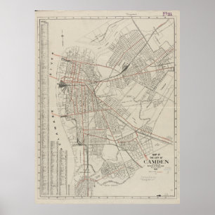 Vintagekarta av Camden NJ (1921) Poster