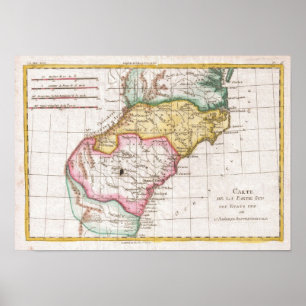 Vintagekarta av Carolinasen (1780) Poster