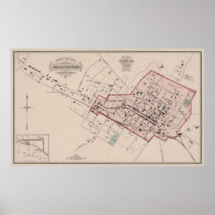 Vintagekarta av Charlottesville VA (1877) Poster