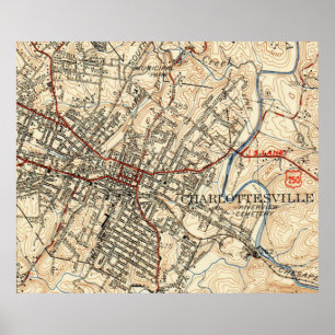 Vintagekarta av Charlottesville Virginia (1949) Poster