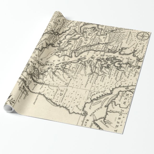 Vintagekarta av Chesapeakefjärden (1752) Presentpapper (Utrullad)