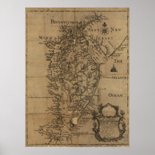 Vintagekarta av Chesapeakefjärden (1778) Poster