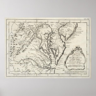 Vintagekarta av Chesapeakefjärden (1780) Poster