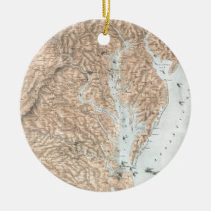 Vintagekarta av Chesapeakefjärden (1861) Julgransprydnad Keramik