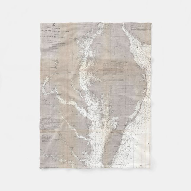 Vintagekarta av Chesapeakefjärden (1866) Fleecefilt (Framsidan)