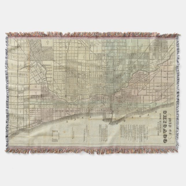 Vintagekarta av Chicago (1857) Filt (Framsidan)