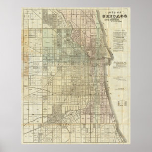 Vintagekarta av Chicago (1857) Poster