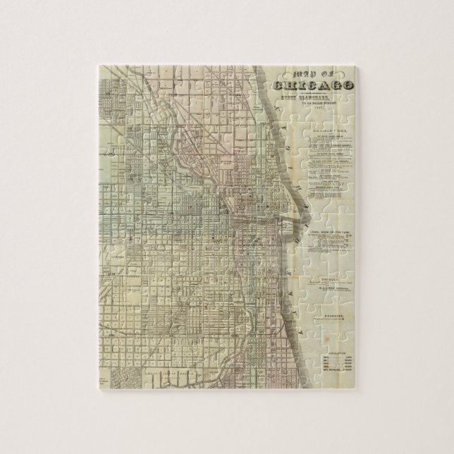 Vintagekarta av Chicago (1857) Pussel (Vertikal)