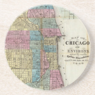 Vintagekarta av Chicago (1869) Underlägg