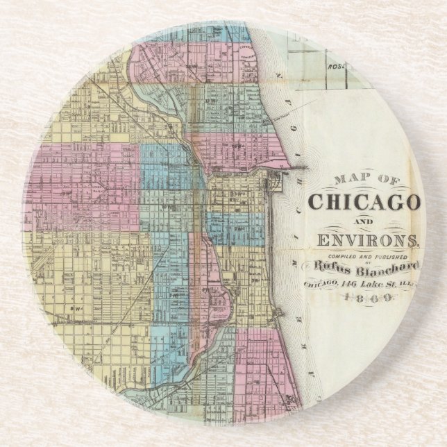 Vintagekarta av Chicago (1869) Underlägg (Framsidan)