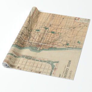 Vintagekarta av Chicago Illinois (1889) Presentpapper