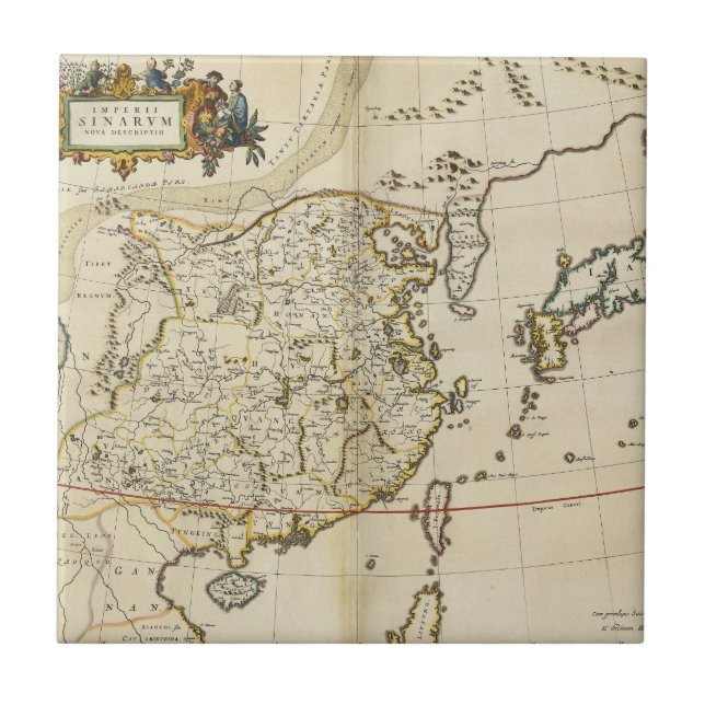 Vintagekarta av china | 1662 kakelplatta (Framsidan)
