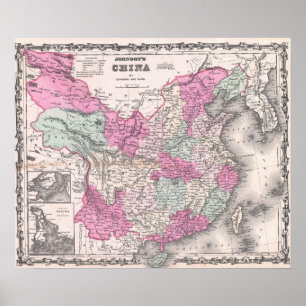 Vintagekarta av chinan (1862) poster