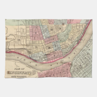 Vintagekarta av Cincinnati (1780) Kökshandduk