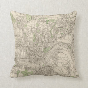 Vintagekarta av Cincinnati Ohio (1915) Kudde