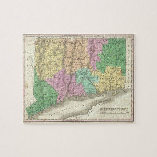 Vintagekarta av Connecticut (1827) Pussel