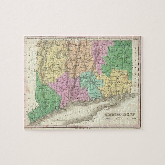 Vintagekarta av Connecticut (1827) Pussel (Horisontell)