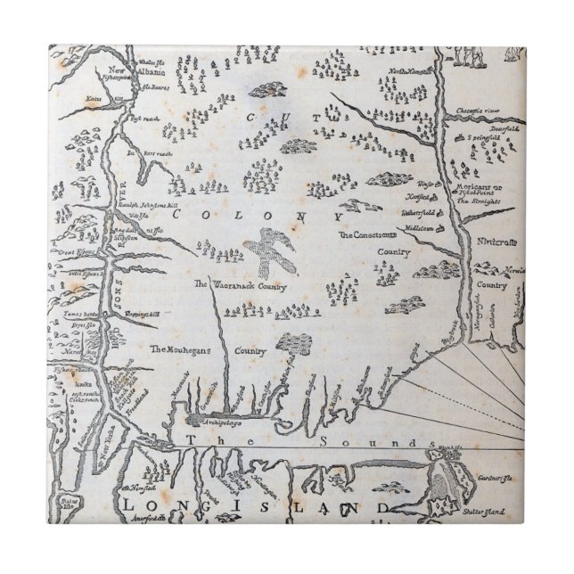 Vintagekarta av Connecticut Kakelplatta (Framsidan)