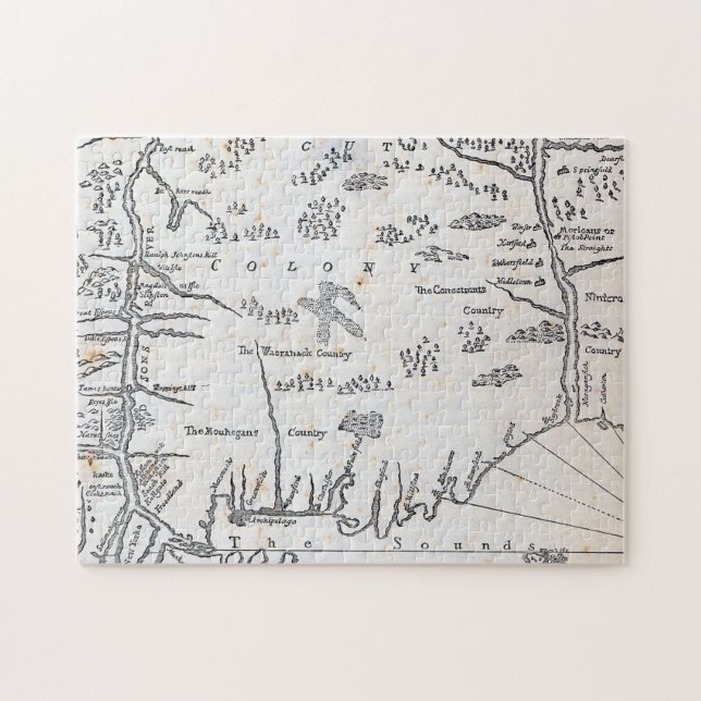Vintagekarta av Connecticut Pussel (Horisontell)