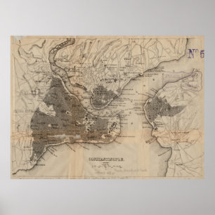 Vintagekarta av Constantinople (1859) Poster