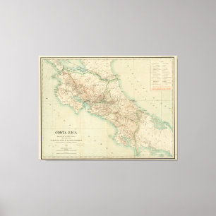 Vintagekarta av Costa Rica (1903) Canvastryck