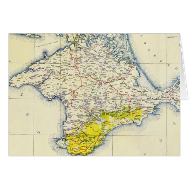 Vintagekarta av Crimea (1922) Hälsningskort (Framsidan Horizontal)