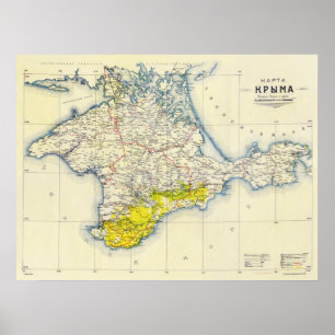 Vintagekarta av Crimea (1922) Poster