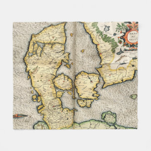 Vintagekarta av Danmark (1596) Fleecefilt