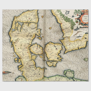 Vintagekarta av Danmark (1596) Presentpapper
